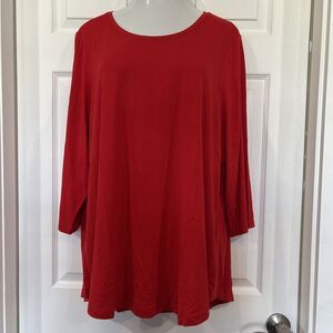 JM Collection Red Stretch Knit Tunic Top Women's Plus Size 3X